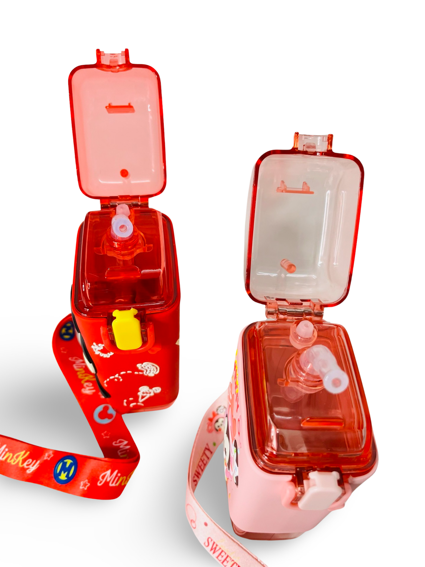 Square Cartoon Straw Bottle with Silicone Cover 280ml