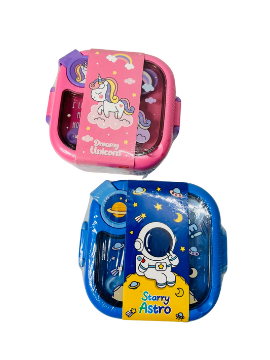 Cute Space & Unicorn Theme Lunch Box for Kids 750ml