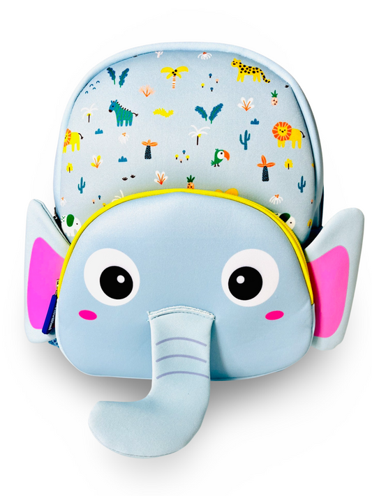 Cute Baby Elephant Soft Plush Backpack with Front Pocket for Kids (Blue)