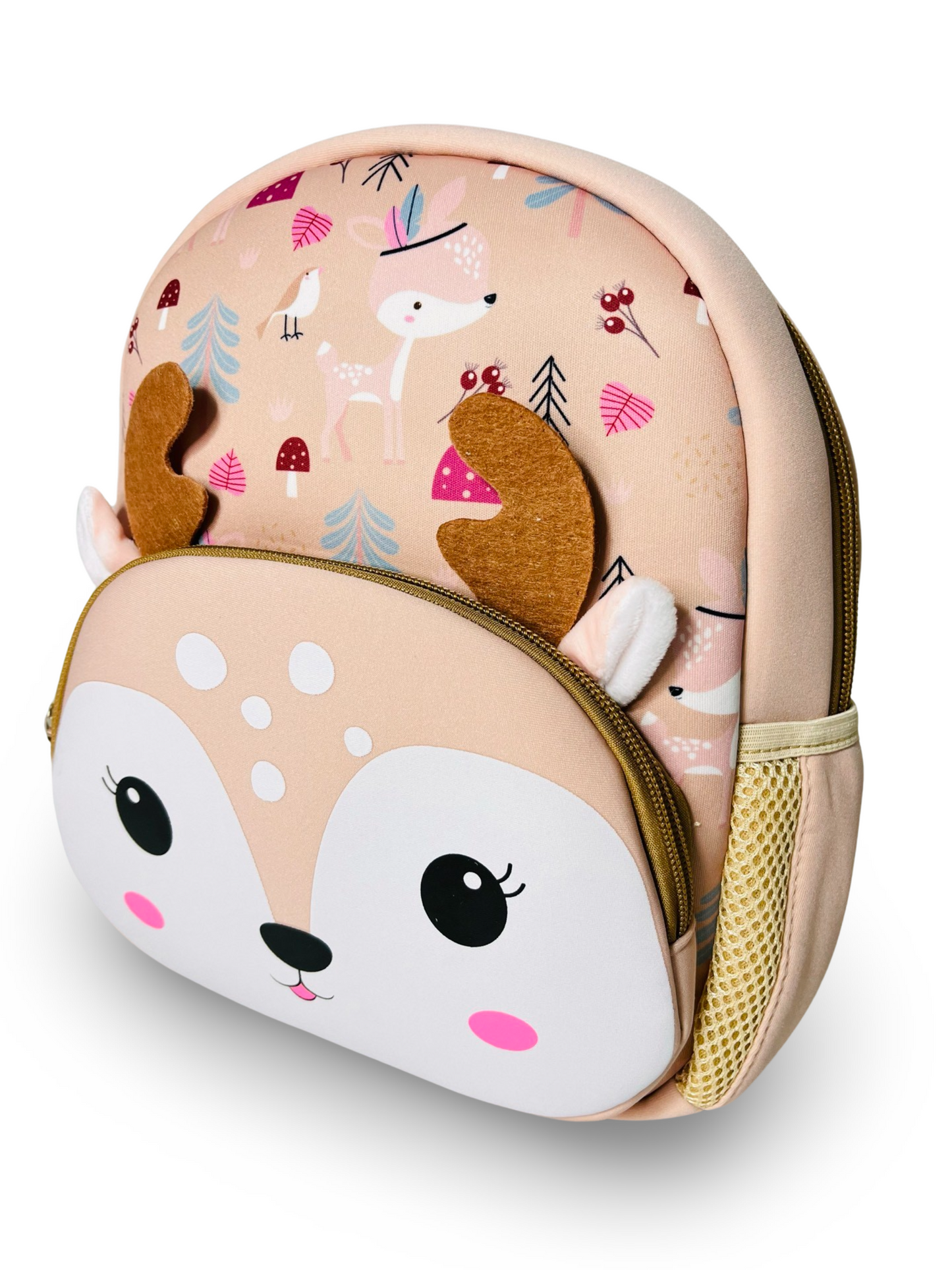 Cute Baby Reindeer Soft Plush Backpack with Front Pocket for Kids