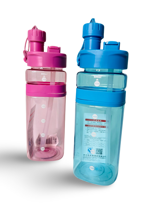 Square Plastic Water Bottle ( 2 way Drinking type )