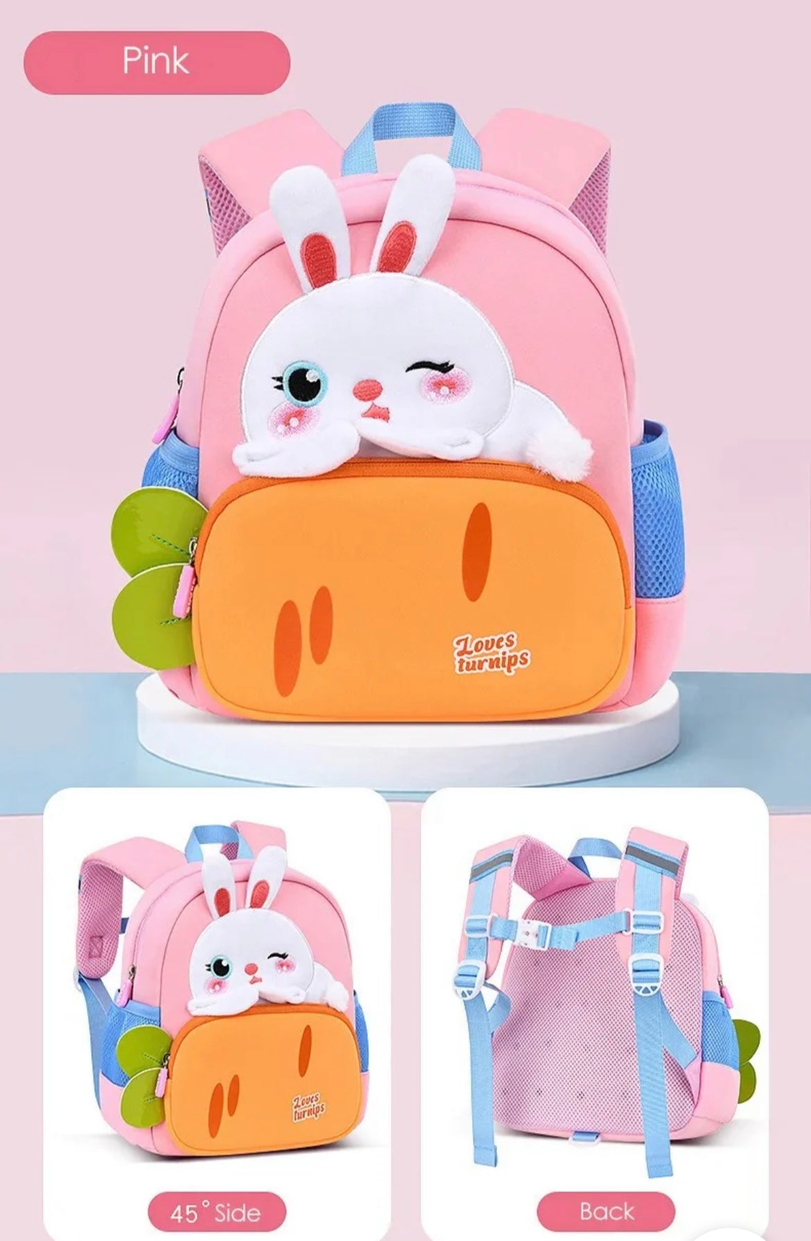 Rabbit with Carrot Design Bagpack for Kindergarten Kids