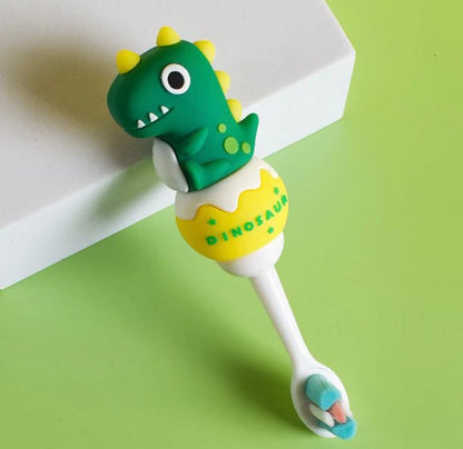 Cute 3D Baby Dino Shape Microfiber soft bristles Toothbrush with travel case for kids age 2+ (pack of 1)