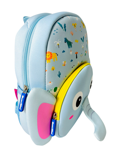 Cute Baby Elephant Soft Plush Backpack with Front Pocket for Kids (Blue)