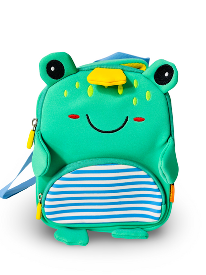 Mr Jolly Frog Cute Cartoon Kids Backpack (Dark Green)