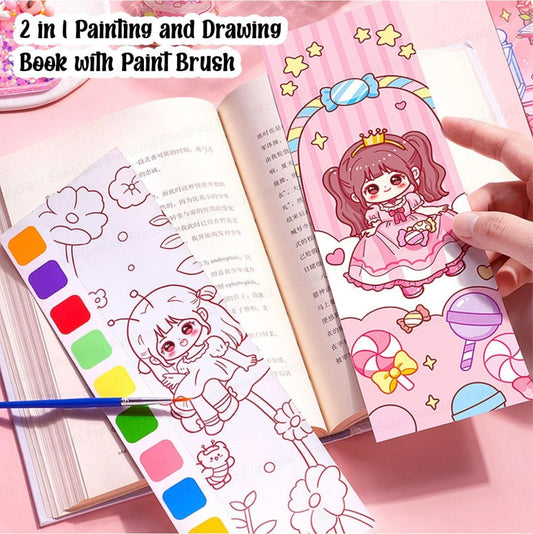 2-in-1 Doodling and Magic watercolour Painting Book (with brushes)