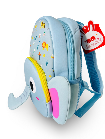 Cute Baby Elephant Soft Plush Backpack with Front Pocket for Kids (Blue)