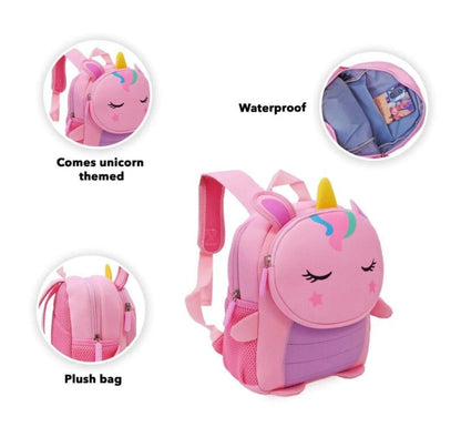 Cute Unicorn Soft Plush Backpack for kids (Pink)