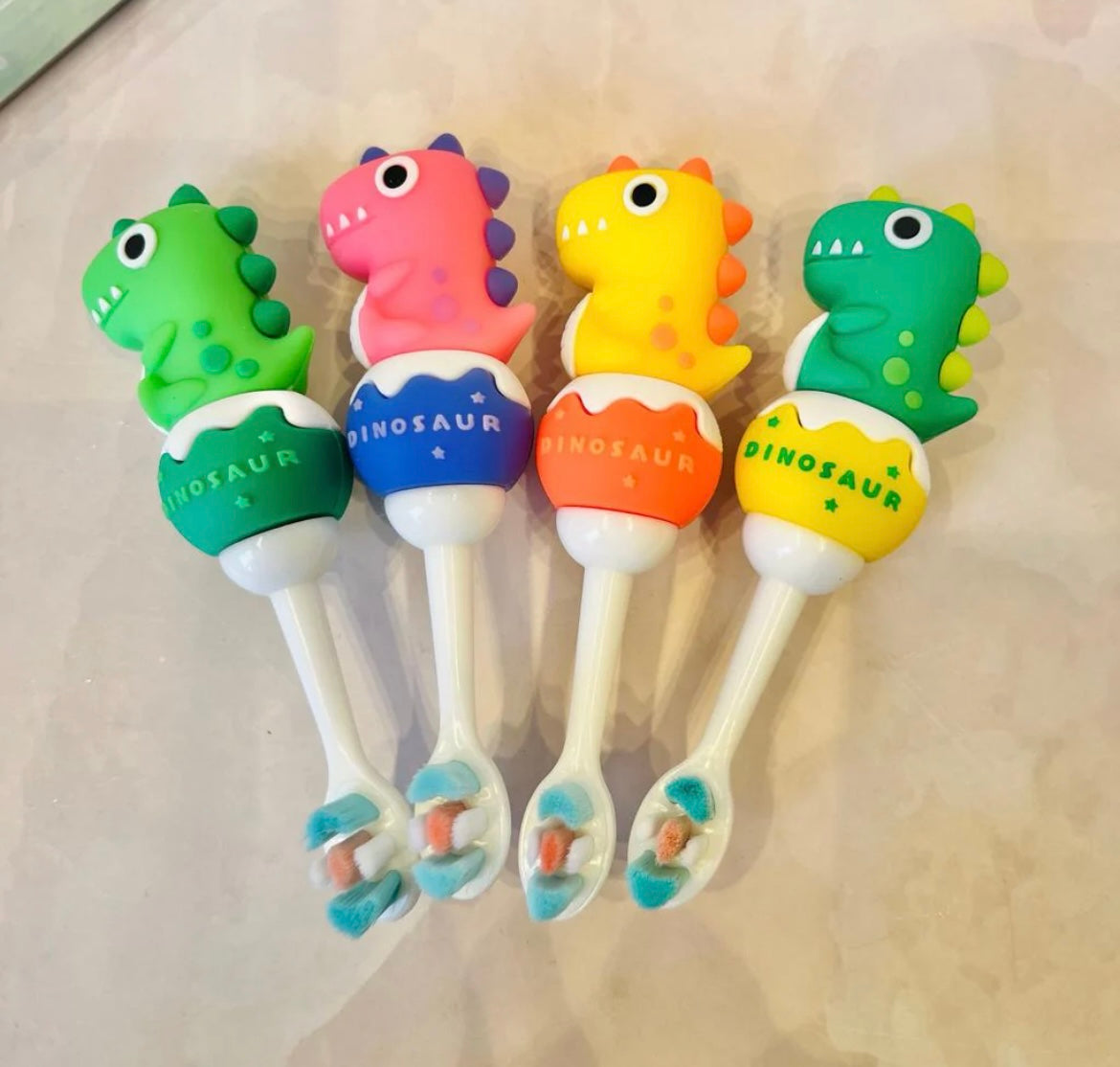 Cute 3D Baby Dino Shape Microfiber soft bristles Toothbrush with travel case for kids age 2+ (pack of 1)