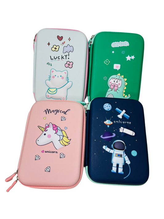 3D Cartoon Hard case Pencil Pouch for Kids ( Large stationary organiser with compartments )
