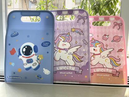 Cute Astronaut & Unicorn Theme File Folders with Button lock