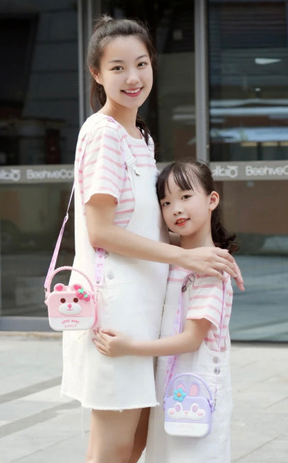 Cute Flower Bunny Sling Bag for kids with mirror, Comb and Keychain