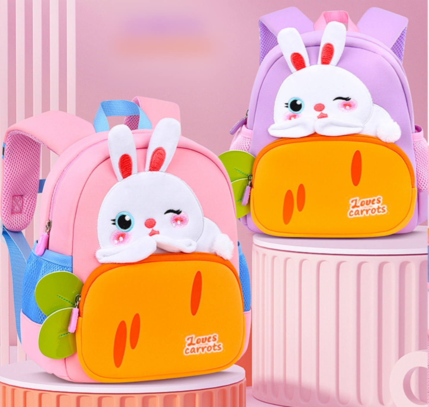 Rabbit with Carrot Design Bagpack for Kindergarten Kids